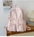 Rosa plissierter Rucksack mit Schleife Kordelzug Design, leichter lässiger Alltags Reise Rucksack. - L / Rosa