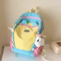 Koreanischer Stil Farblock Kinder Rucksack süße Dopamin Kindergarten Schultasche Freizeit - Verbesserte verdickte große Größe / Seeblau