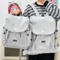 Japanischer lässiger Campus Rucksack leichten Reise Schultasche für Damen groß und klein - L / Grau