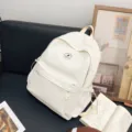 Minimalistischer, grosser Segeltuch-Schulrucksack in reinem Weiss, stilvoll und robust. - L / Weiß