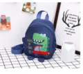 Cute dinosaur toddler backpack anti-lost children school bag blue cartoon kids cute bookbag - Blue