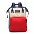 Multi-functional large capacity color-block diaper backpack detail view, sturdy straps. - Mixed Color