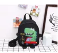 Cute dinosaur print toddler backpack, lightweight preschool book bag for kids, daily outdoor use. - Black