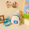 Kids contrast color chest bag with zipper and adjustable strap, cute casual daily crossbody bag. - White