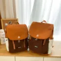 Lässiger Color-Block-Rucksack mit großer Kapazität, modische Schultasche für den Alltag. - Klein / Gelbbraun