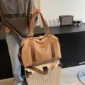 Grosse wasserdichte Reise-Tasche Sport-Tasche Damen Fitness-Tasche mit Schultergurt neu - Khaki