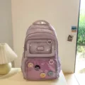 Lila Rucksack mit grossem Fassungsvermoegen und durchsichtiger Tasche schwere Schultertasche - Lilafarbener Rucksack (ohne Anhänger)