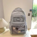 Hellgrauer süßer Ita Rucksack große Kapazität Schultasche mit transparentem Sichtfenster - Blauer Rucksack (ohne Anhänger)