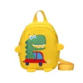 Toddler yellow cartoon dinosaur backpack with anti-lost strap, cute kids school bag. - Yellow
