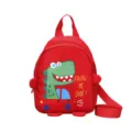 Children red anti-lost dinosaur print backpack cute cartoon school bag with leash. - Red