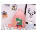 Cute toddler anti-lost dinosaur backpack, pink kids school bag with cute cartoon car print. - Pink