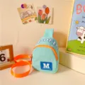 Kids cute contrast color chest bag light blue sling crossbody bag for boys and girls daily use - Light Blue