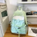 Lightweight mint green drawstring outdoor backpack, casual travel sports daypack for hiking. - S / Green