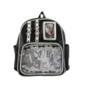 Sac à dos ita en cuir PU noir avec fenêtre transparente pour badges anime et étudiants. - Noir
