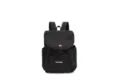 Schwarzer Freizeitrucksack Reiserucksack mit Umschlag und Seitentaschen fuer Damen und Alltagspendler. - Schwarz