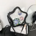 Black star shaped ita bag clear window anime cosplay shoulder crossbody bag for women daily use - With 3 Round Badges / Black