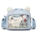 Süße blaue Katzenohr Ita Tasche mit Sichtfenster, ideal für Anime-Fans und tägliche Umhängetasche. - Ohne Anhänger / Blau