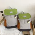Freizeitmäßiger Farblock-Rucksack, leichter Reise-Tagesrucksack in Grau, Grün und Braun. - S / Grün