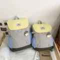 Lässiger, farbblockierter Rucksack in Gelb, Grau und Blau, leichtes Alltagsmodell für Outdoor. - S / Gelb