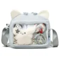 Cute cat ear transparent ita bag Japanese crossbody shoulder bag for anime fans - Without Pendant / Light Blue