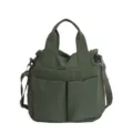 Dunkelgrüne Nylon Tragetasche Lässig Schultertasche Große Kapazität Umhängetasche - Grün