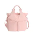 Pink nylon tote bag for women, large capacity casual shoulder bag and crossbody handbag. - Light Pink