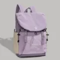 Purple minimalist canvas casual backpack, lightweight daily travel daypack for women. - Purple