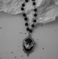 Collier Pendentif Chauve-Souris Gothique Y2K Vintage Choker Perles Noires Femme Bijoux - Collier Chauve-Souris