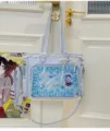 Bolsa tote Ita bonita estilo JK anime transparente bolso cruzado con lazo y ventana de insignia. - Azul