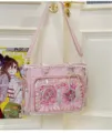 Bonito bolso ita rosa bandolera bolso tote de anime para niña dulce transparente con ventana - Rosa