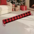 Red and black buffalo plaid door draft stopper for home decor, winter wind blocker seal guard. - Black Red Plaid Door Strip