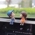 Cute couple car dashboard ornament cartoon lovers figurine for car interior and desk decor - Blue Couple
