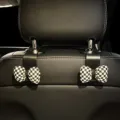 Zwart-wit geruite strik autostoel rugleuning haak, multifunctionele auto opbergtas hanger. - Verpakking van 2 / Gingham Strik