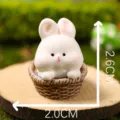 Cute Resin Bunny Car Ornament Miniature Rabbit Figurine Car Dashboard Decor White 2.6cm - Rabbit in a Basket