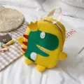 Cute dinosaur kids backpack for toddler boys and girls, small yellow cartoon school bag. - Yellow