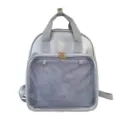Silberner transparenter Ita Rucksack, süße Schultasche mit klarem Sichtfenster für Pins. - Hellgrau