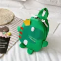 Cute cartoon dinosaur kids backpack for kindergarten, green toddler small school bag. - Green