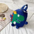 Cute cartoon dinosaur kids backpack small blue toddler school bag for boys and girls daily use - Blue