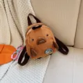 Mini Cord Cartoon Tier Rucksack süße Studenten lässige kleine Schultasche in braunem Stil - S / Braun