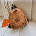 Süßer Cartoon Tier Mini Cord Rucksack, japanischer Stil lässiger brauner Tagesrucksack. - L / Braun