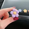 Süsser Harz Blumen Auto Lüftungsschlitz Haken, bunte florale Innendekoration für Damen. - Duftversion - Mit einer Packung Duftplättchen (enthält 2 Stück) / Lila Fünfblattblume - Lüftungsschlitz