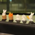 Cute rabbit resin miniature figurines set for car dashboard and interior decor accessories. - Little Rabbit 5-Piece Set