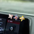 Cute car pinwheel spinner dashboard decoration accessory, colorful floral design for auto interior. - Rotating Small Flower 3 Pcs