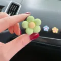 Schattige bloem auto haak interieur decoratie dashboard schattige esthetische accessoire - Groene bloem met vijf bloemblaadjes - Ventilatierooster