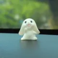 Cute white rabbit car dashboard ornament resin cute bunny vehicle interior decoration figurine - Waving Rabbit (Single)