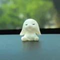 Cute white rabbit car dashboard ornament, lovely resin animal figurine for auto interior decor. - Squinting Rabbit (Single)