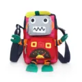 Borsa a tracolla in tela per bambini con motivo robot cartoon, design carino e colorato. - Modello 4