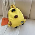 Cute cartoon animal corduroy mini backpack, Japanese style quirky yellow casual bag. - L / Yellow