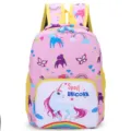 Cute pink unicorn backpack for kids, featuring colorful rainbow prints, perfect for kindergarten. - Pink Unicorn