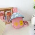 Süße Kindertasche Umhängetasche mit Pilzhaus Design in Rosa und Blau für Mädchen und Jungen - Rosa